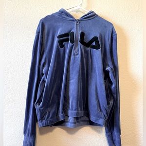 FILA X-Large Hoodie/Pullover Violet Velour Quarter Zip Long Sleeve